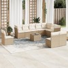 vidaXL Garden Sofa Set Beige PE Rattan, Powder-coated Steel, Tempered Glass - 2 of 4