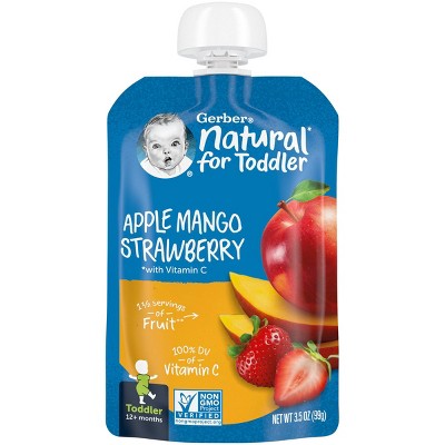 Gerber Toddler Apple Mango & Strawberry Fruit Squeezable Puree - 3.5oz