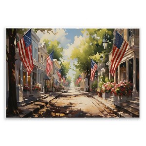Stupell Industries American Flag Lined Street Wall Plaque Art - 1 of 4