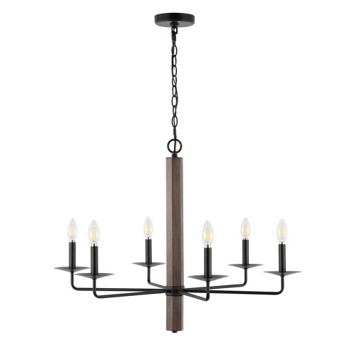 Penbrook 6 Light 32" Chandelier - Black/Walnut - Safavieh. - image 1 of 4