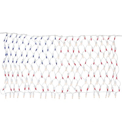 Northlight 2' x 2.75' Red and Blue American Flag Mini Net Style Lights - White Wire