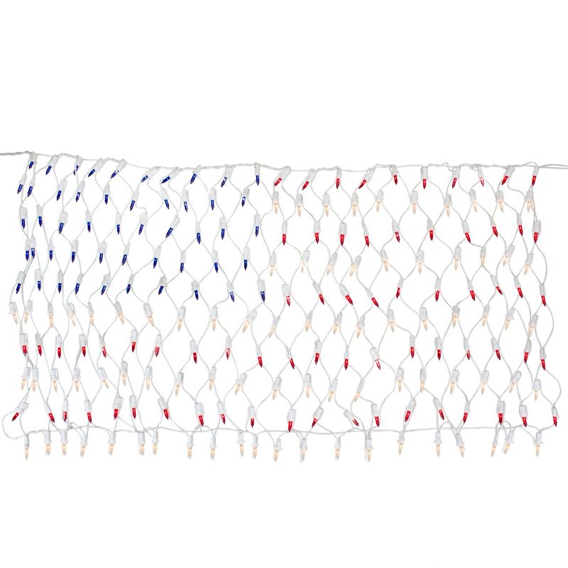 Northlight 2' x 2.75' Red and Blue American Flag Mini Net Style Lights - White Wire, 1 of 5