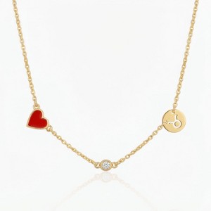 Inez Red Heart Necklace with Diamond & Zodiac Sign - 1 of 1