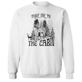 Rerun Island Men's Christmas Take Me To The Cabin Wood Long Sleeve Graphic Cotton Sweatshirt