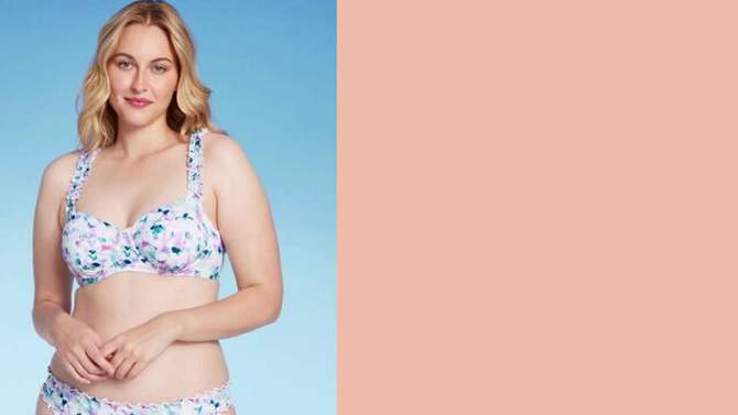 Women's Scrunchy Strap Longline Bikini Top - Shade & Shore™ Multi Blue Floral Print, 2 of 13, play video