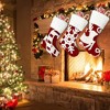 Aoibox 3 Pack 18 Inch Red Christmas Stockings Embroidered Elk Snowflake Sleigh White Plush Faux Fur Cuff Large Holiday Decor - 2 of 4
