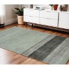 Gray And Light Green Wool Striped Hand Woven Area Rug - 2 of 4