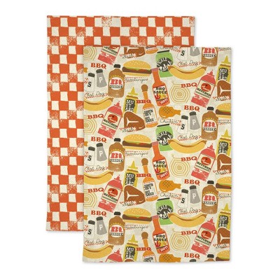 2pk Cotton Designer BBQ Zing Kitchen Towels - MU Kitchen