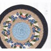 Earth Rugs Round Jute Trivet 10"x10" – Blueberry Vine Print with Braided Natural Design - 2 of 3
