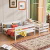 CAVINAS Twin XL over Queen Size Bunk Bed Convertible Wood Bed Frame with Guardrail and Ladder for Bedroom - 2 of 4