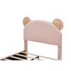 Kumasinova Full/Twin Size Bed Frame,Double Petal/Bear Ears/Crown Headboard,LED Lights&2 Storage Drawers/2 Storage Stools/Bed-End Storage Pocket,Pink - 3 of 4