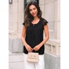 Women's Lace Top Pleated Short Sleeve Flowy Blouse Summer Loose Business Casual Dressy Shirts - 2 of 4