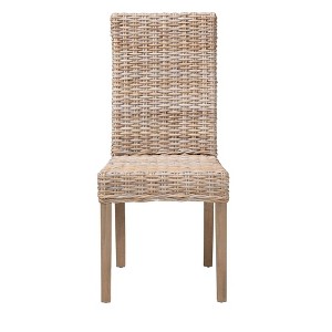 bali & pari Nevina Rattan and Mango Wood Dining Chair Kubu Gray/Rustic Taupe - 1 of 4