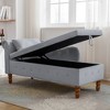 NicBex Modern Pull-Open Top Nailhead Velvet Recliner Bench with Hidden Storage,Upholstered Storage Bench for Living Room,Bedroom - 2 of 4