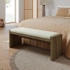 Betsa Transitional style Solid Wood Upholstered Bench with Reversible and Removable Seat Cushion|Art of living design-BROWN - 2 of 4