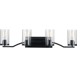 Progress Lighting Lassiter 4-Light Bath Light, Matte Black, Clear Glass Shades - 1 of 2