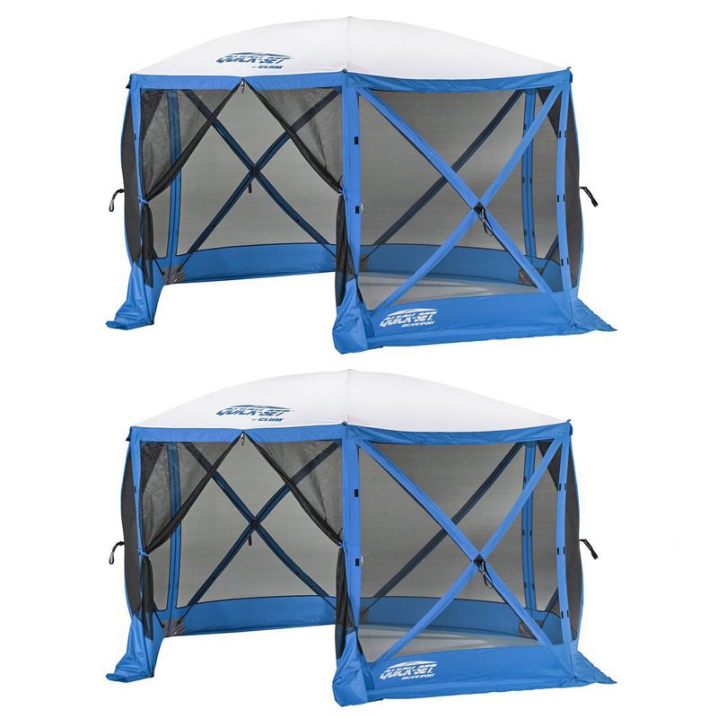 Clam Quick Set Escape Sport Pop Up Canopy Tailgate Tent, Blue/White (2 Pack), 1 of 3