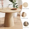 Sapphtopaz 47.24" Round Dining Table Kitchen Table Modern Wood Dining Table with Sturdy Cylindrical Base for Kitchen, Small Spaces - 3 of 4
