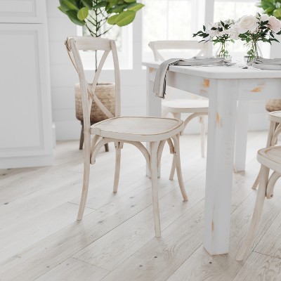 Antique Rustic White Solid Wood Farmhouse Dining Table