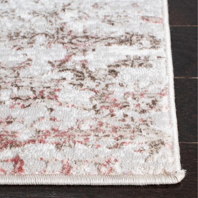 Beige & Pink Hand-Knotted Chic Synthetic Area Rug - 2'x7'