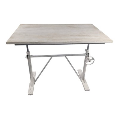 Whitewash Mango Wood Adjustable Height Standing Desk