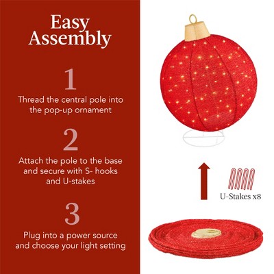 Large Red and White LED Lighted Outdoor Ornament Set