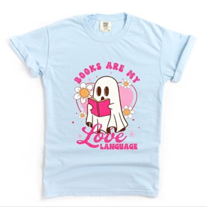 Books Are My Love Language Ghost - Women's Garment Dyed Graphic T-Shirt - 1 of 4