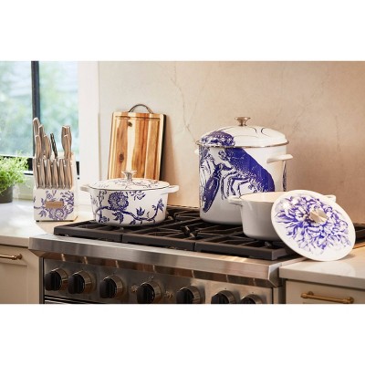 Blue Coastal Enamel Steel Stockpot with Lobster Print, 16 Qt.
