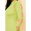 Slickblue Women's Cutout Shoulder Mini Dress, Ribbed Long Sleeve Bodycon Style, Red/Avocado/Aqua Blue, Size S-L - 3 of 4