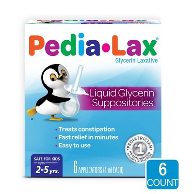 Pedia-Lax Laxative Liquid Glycerin Suppositories for Kids - Ages 2-5 - 6ct