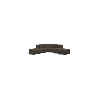 Meridian Furniture,Arc Brown Boucle Fabric Modular Sofa