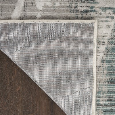 Beige and Grey Abstract Synthetic 5' x 7' Non-slip Rug