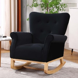 Modern Rocking Chair, Upholstered Accent Chair For Nursery, Playroom, Bedroom Living Room, Small Contemporary Rocker - 1 of 4