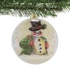 Bethany Lowe 4.0 Inch Snowman Glass Disk Ornament Christmas Candy Cane Top Hat Tree Ornaments - 2 of 3