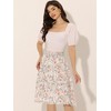 Allegra K Women's Floral Print Smocked Elastic Waist Midi Flowy Tiered Ruffle Skirt - 2 of 4
