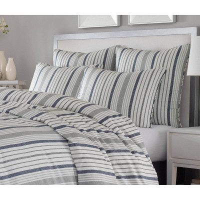 Slate Blue and Gray Cotton King Duvet Cover Set