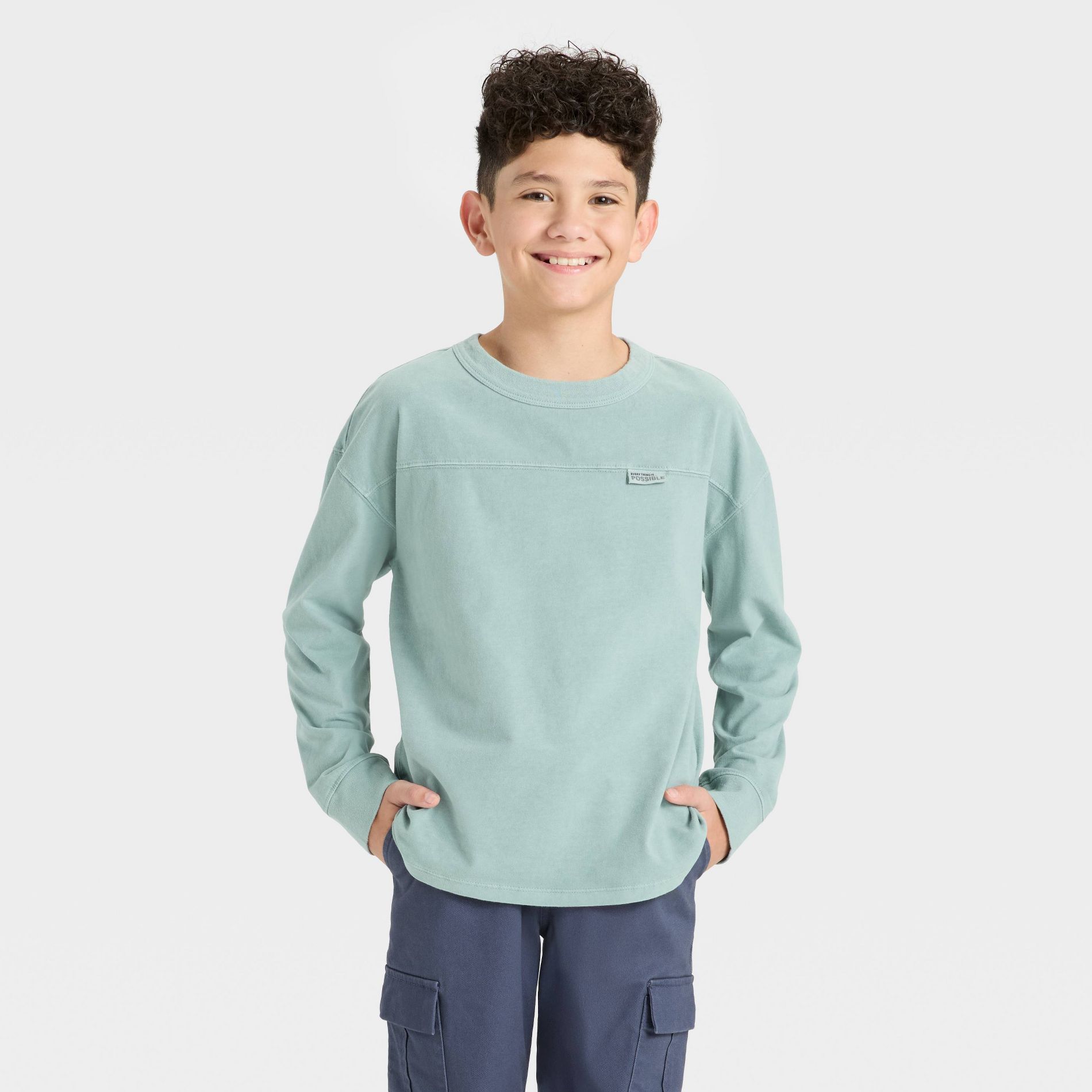 Boys' Long Sleeve Oversized Fit Patch T-Shirt - Cat & Jack™