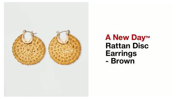 Rattan Disc Earrings - A New Day&#8482; Brown, 2 of 9, play video