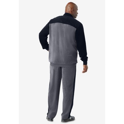 KingSize Colorblock Velour Tracksuit - 7XL, Steel Black — фото 4