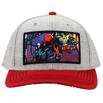 Deadpool Heather Gray and Red Elite Flex Fit Cap Hat