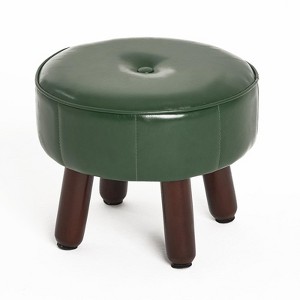 Aoibox Round Faux Leather Foot Stool Ottoman, Soft Footrest for Couch or Under Desk, Non-Slip Rubber Legs, Perfect for Living Room, Bedroom, Green - 1 of 4