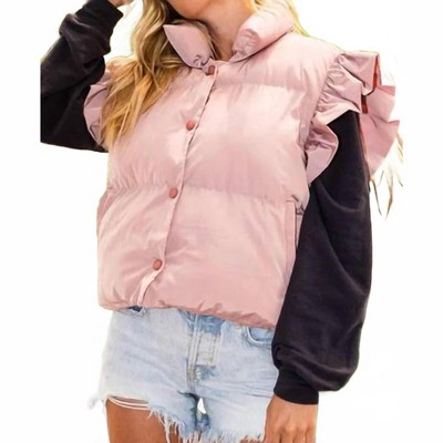 Women's Ruffle Sleeve Crop Down Vest - BUCKETLIST
