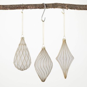 6"H  6"H and 5.5"H Sullivans Mosaic Drop Ornament - Set of 3  Gold Christmas Ornaments - 1 of 2
