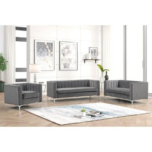 3-Piece Velvet Sofa Sets Contemporary Home Theater Seating Upholstered Couch Set for Living Room - Morden Fort - 1 of 4