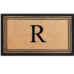 A1HC Natural Coir and PVC Backing Classic Border Monogrammed Door Mat, Anti-Shed Entry Doormat - 1 of 4