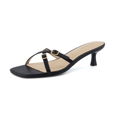 CUSHIONAIRE Women's Milan Kitten Heel Sandals +Memory Foam, Wide Widths Available