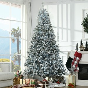 NicBex 7.5ft Prelit Snow Flocked Artificial Christmas Tree with 1254 Branch Tips, 500 Cold LED Lights and Metal Base for Indoor, Green - 1 of 4