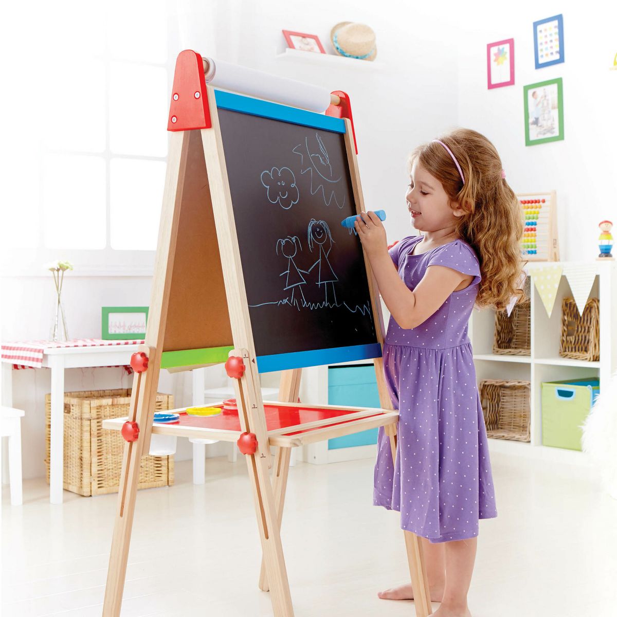 Hape All-in-One Double-Sided Art Easel w/ Paper Roll & Accessories - thumbnail 6