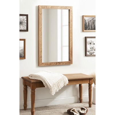 Braywood 24"x36" Rustic Brown Chevron Wood Rectangular Mirror