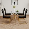 Kumasinova 18.5"H Modern Minimalist Dining Chairs Set of 2/4,Faux Leather Upholstered Kitchen Side Chairs with Golden Chrome Metal Legs,250lbs Max - 2 of 4
